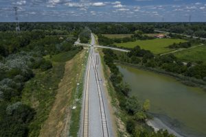 Légifotó az algyői Tisza híd szomszédságában