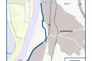 Térképen a Budapest-Dunakeszi közötti szakasz. 