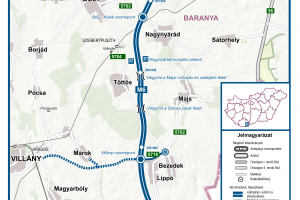 M6 autópálya Bóly-Ivándárda, országhatár közötti szakasz térképe